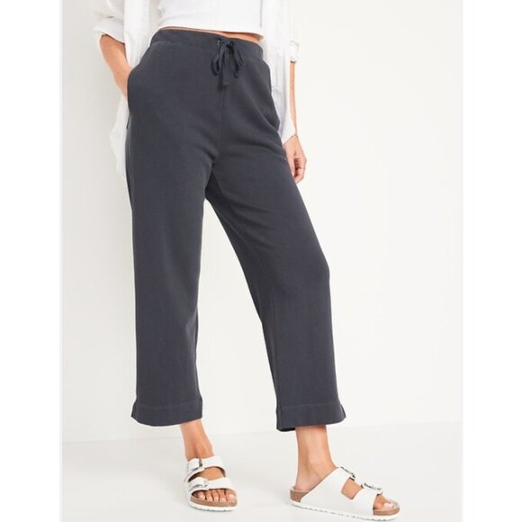 Old Navy cropped fleece sweatpants extra high waist grey size XS - Picture 1 of 12